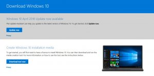 Windows Update Assistant Web Page